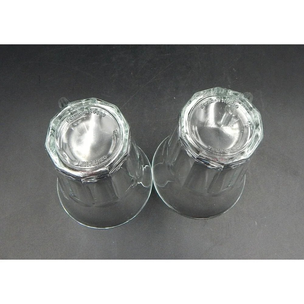 Bormioli Rocco Siena Tea Mug 6 oz Clear Glass Paneled Coffee Tempered Pair Set 2